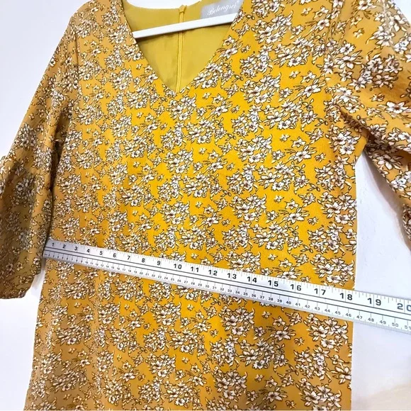 Belongsci Mustard Floral Mini Dress – Boho-Chic Sunshine Style (Size S) - Picture 8 of 16